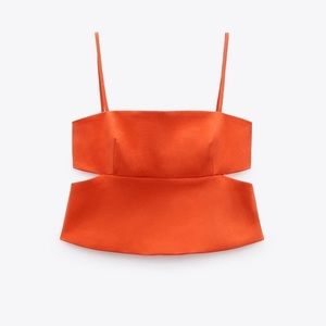 Zara orange cut-out top